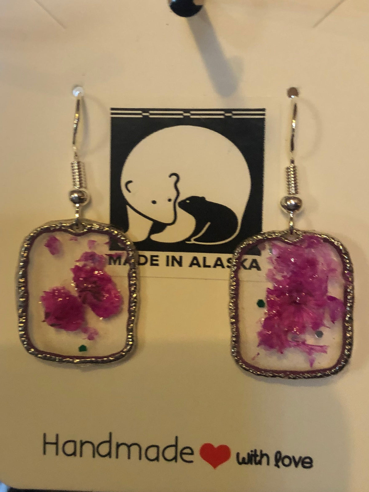 Resin dried plant/flower earrings