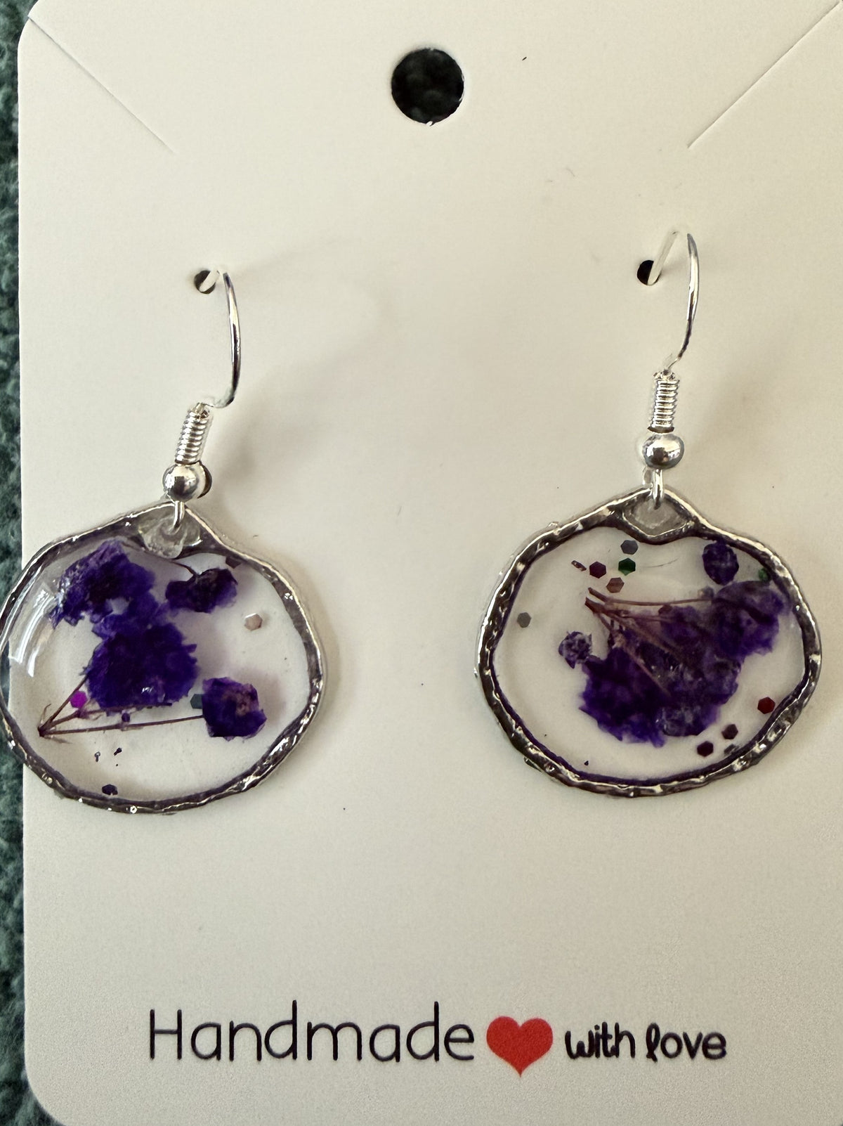 Resin dried plant/flower earrings