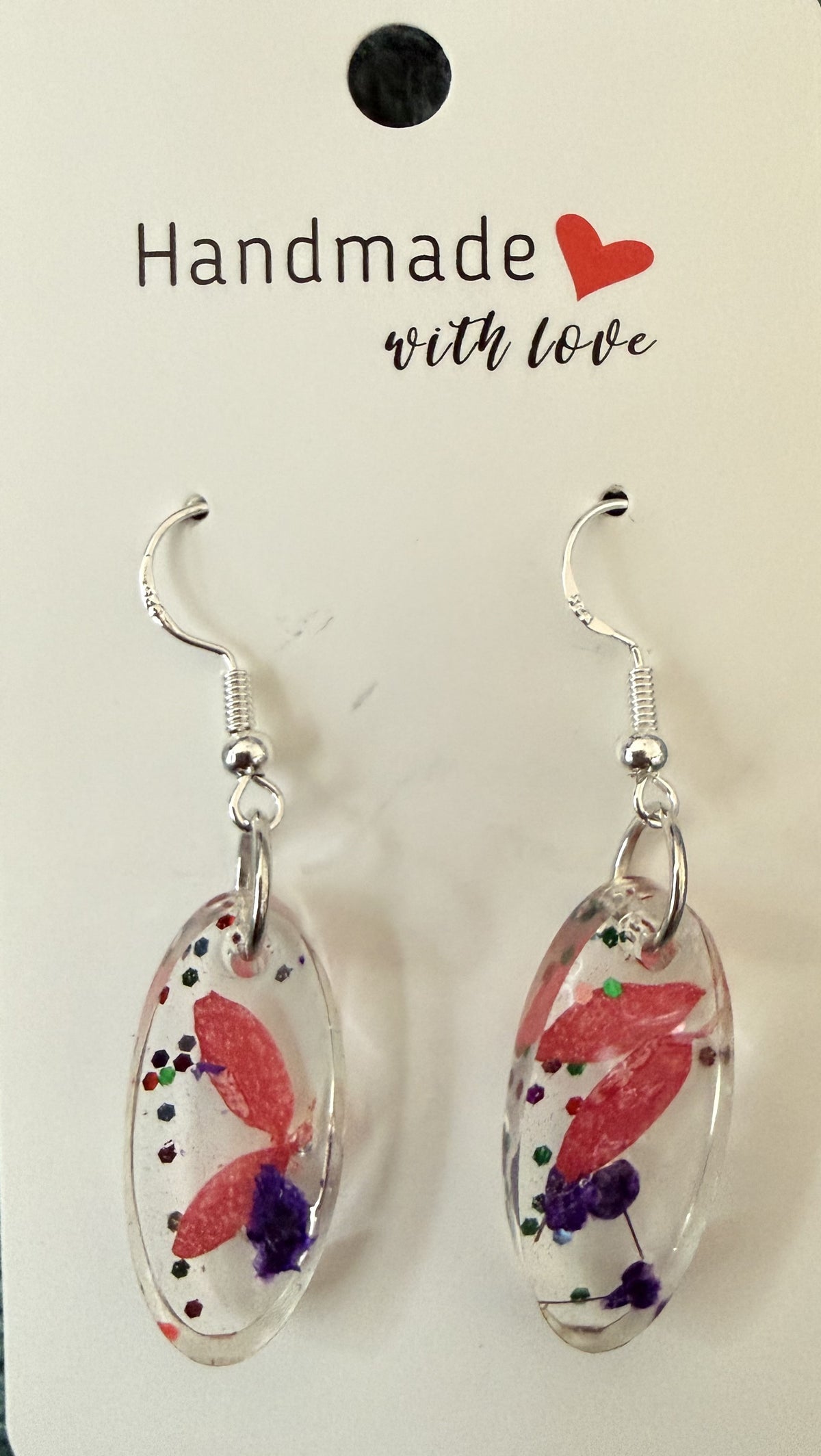 Resin dried plant/flower earrings